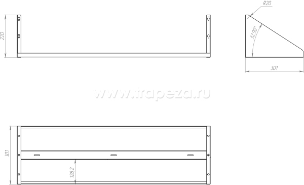 Полка настенная ASSUM ПН-П-7/3 (700х300х220)