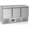 Стол холодильный саладетта, GN1/1, L1.37м, без борта, 3 двери глухие, +2/+10С, нерж.сталь, дин.охл., агрегат нижний, гнездо 4GN1/1, раз.доска