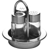 Набор соль, перец, стакан для зубочисток на подставке 50мл D 11см L 10,5см w 10,5см h 10см, нерж.сталь, стекло, серебрян.