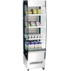 Витрина холодильная напольная, вертикальная, для самообслуживания, L0.49м, 3 полки, +2/+10С, дин.охл., нерж.сталь+чёрная рамка, колеса, подсв.холодная