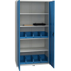Шкаф для инструментов,  985х500х1850мм, 1 секция, 2 двери распашные, 4 полки, краш.металл серый+синий, разобранный