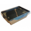 Коробка универсальная с пластиковой крышкой 900мл бумага крафт/черный