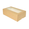 Коробка для пирожных с окном 180х105х55мм бумага крафт