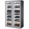 Шкаф холодильный для вина, 132бут., 2 двери стекло, 4 стойки+6 ящиков, ножки, +4С и +18С, дин.охл., LED, серый алюминий, R290, рама серая
